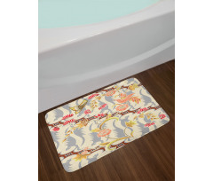 Flower Butterfly Spring Bath Mat