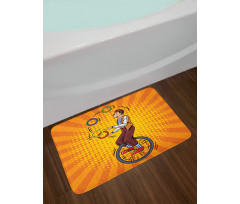 Disc Juggler Man on Unicycle Bath Mat