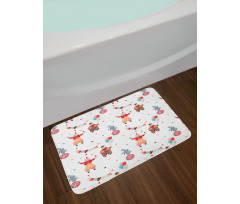 Watercolor Nursery Clowns Bath Mat