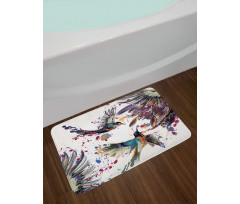 Lily Birds Watercolor Bath Mat