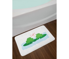 Cartoon 2 Frogs in Romance Bath Mat