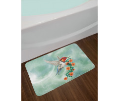 Bird with Flower Branch Bath Mat