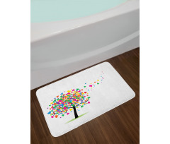 Colorful Hearts Leaves Trees Bath Mat