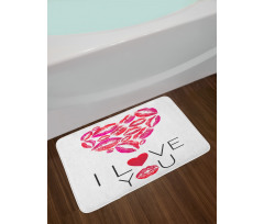 Kisses Lipsticks Lettering Bath Mat