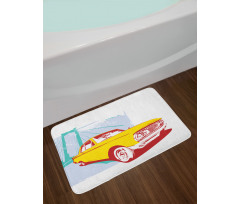 Old Car Grunge Artwork Bath Mat