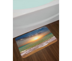 Sandy Beach Waves Sunset Bath Mat