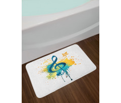 Clef on Modern Splash Motifs Bath Mat