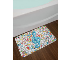 Big Clef with Doodles Around Bath Mat