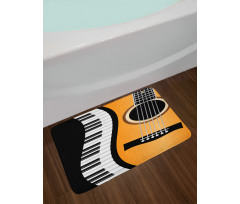 Piano Keys Wave and Guitar Bath Mat