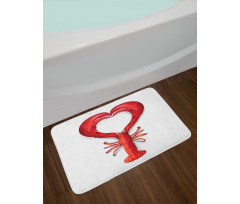 Seafood Lobster Heart Bath Mat