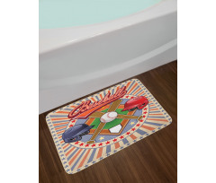 Retro Pop Art Baseball Bath Mat