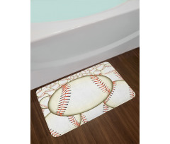 Baseball Ball Pattern Bath Mat