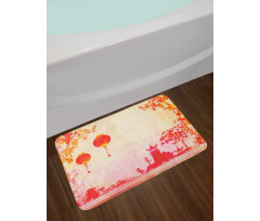 Chinese Lanterns Building Bath Mat