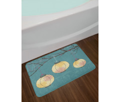 Lanterns Hanging on Tree Bath Mat