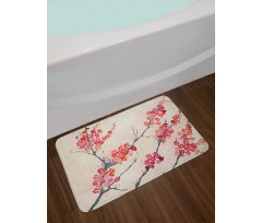 Vintage Sakura Flowers Bath Mat