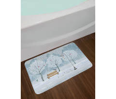 Snow in Park Xmas Trees Bath Mat