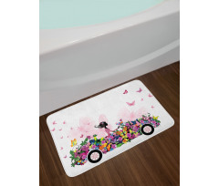 Floral Car Butterflies Bath Mat