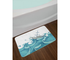 Ship and Ocean Waves Bath Mat