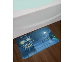 Cartoon Pirate Ship Moon Bath Mat