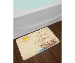 Boat in Windy Sea Sun Bath Mat