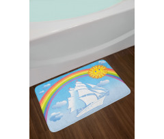 Motivational Ship Rainbow Bath Mat