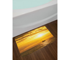 Ship on Ocean Sunrise Bath Mat