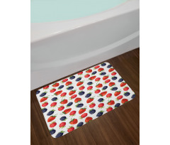 Strawberries Raspberry Bath Mat