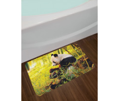 Panda Sitting in Forest Bath Mat