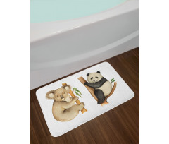 Koala Panda Watercolor Bath Mat