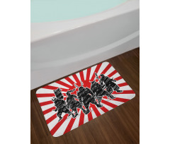 Samurai Ninja Retro Bath Mat