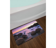 Misty Scene Rocks Water Bath Mat