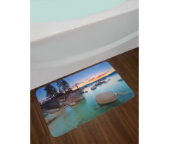 Romantic Lake Sunset Bath Mat
