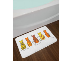 Smiling Cats Cartoon Domestic Bath Mat