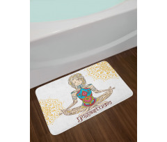 Meditating Girl Mandala Bath Mat