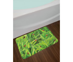Ladybug over Fresh Grass Bath Mat