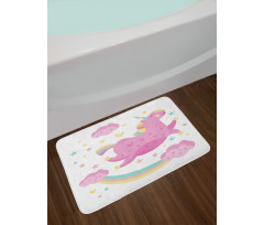 Unicorn with Star Rainbow Bath Mat