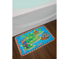 Funny Pirate Ship Island Bath Mat