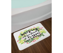 Wreath Red Berries Bath Mat