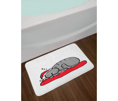 Cat with Santa Hat Bath Mat