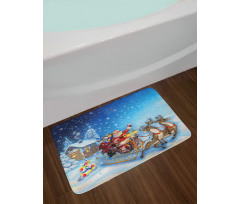 Santa in Sleigh Toys Bath Mat