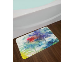 Watercolor Palm Retro Bath Mat