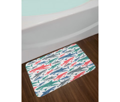 Colorful Shark Patterns Bath Mat