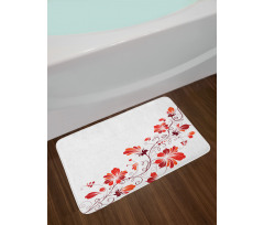 Floral Petal Ornaments Bath Mat