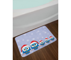 Fun Birds Santa Hats Bath Mat