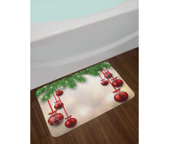 Red Balls Ribbons Bath Mat