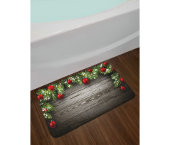 Red Balls Fir Branch Bath Mat