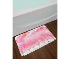 Cherry Trees Feathers Bath Mat