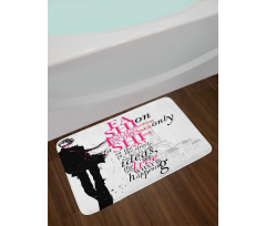 Paris Girl Words Bath Mat