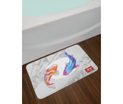 Watercolor Japanese Carps Bath Mat