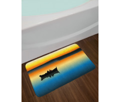 Sunset at Lake Fishing Bath Mat